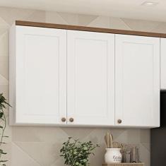 Armário Aéreo Para Cozinha 3 Portas Provençais Iluminata Genialflex Branco