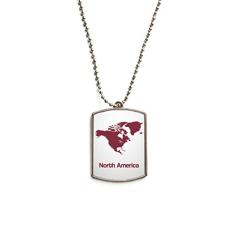 Colar com pingente de corrente de aço inoxidável com mapa do continente da América do Norte