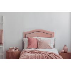 Cabeceira Solteiro Curva 90x60cm Veludo Rosê - Tachas Fumê