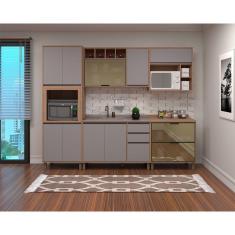 Armário De Cozinha 5 Peças Sem Tampo De 120cm Com Cinza