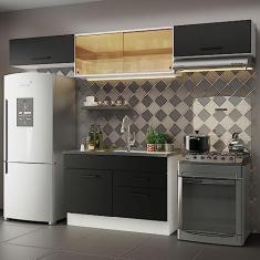 Cozinha Compacta Madesa Agata 280001 com Armário e Balcão - Branco/preto