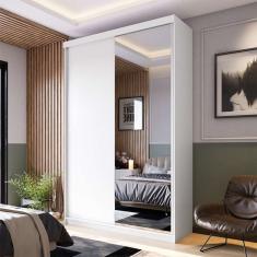 guarda-roupa solteiro com 1 espelho genebra 2 pt 2 gv branco