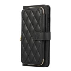 Capa de telefone carteira de couro com cordão crossbody para Samsung Galaxy S24 S23 Ultra S22 Plus S21 S20 FE S10 Capa flip com corda de pulso, preta, para Samsung S21 FE