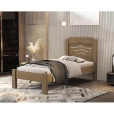 Cama Solteiro 100% Mdf 195x103x94cm Sofia Castanho/Off White