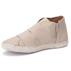 Tênis Feminino Cano Alto Casual Couro Difranca - Vitoria - Off White -