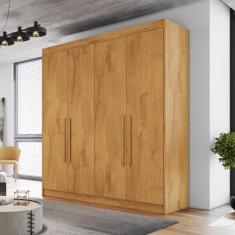 Guarda Roupa Casal 4 Portas 3 Gavetas Nantes Móveis Europa, Peroba