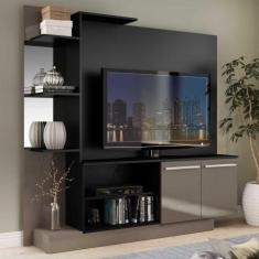 Estante para TV até  55" com Espelho Denver Multimóveis Preto/Lacca Fu