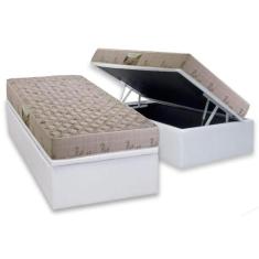 Cama Box Baú Solteiro: Colchão Espuma D33 Herval Cannes + Base CRC Cou