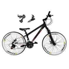 Bicicleta Aro 26 Vikingx Tuff X44 Preto/Branco 21v Câmbios Shimano Tz 