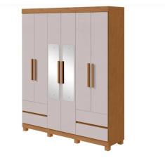 Guarda Roupa 6P. ABRIR 4G LOPAS ZEUS C/ESP E C/PES AMENDOA CLEAN / OFF WHITE