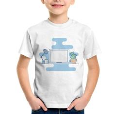 Camiseta Infantil Laptop - Foca na Moda, Branco, 14