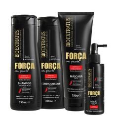 Kit Bio Extratus Força com Pimenta Shampoo Condicionador 350ml Máscara Loção