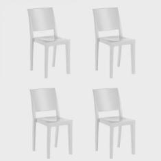 Conjunto 4 Cadeiras em Polipropileno Hydra Plus Cristal uz Kappesberg Branco