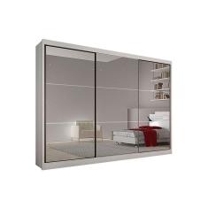 Guarda Roupas 3 Portas De Correr E 6 Gavetas C- Espelho Sollo Plus Branco - Novo Horizonte