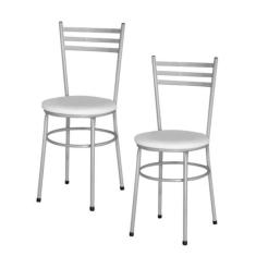 Jogo 2 Cadeiras Para Cozinha Epoxi Cinza - Lamar Design, Laca branca