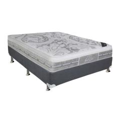 Cama Box Casal: Colchão Molas  Ensacadas Castor Super Luxo Látex Push + Base CRC Suede Gray (138x188)