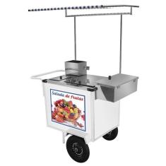 Carrinho de Salada de Frutas Cefaz Luxo Branco com Rodas Pneumáticas e