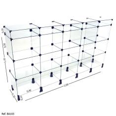 Balcão de Atendimento Modulado em Vidro com Porta Bijuteria - 2,00 x 1,10 x 0,30
