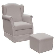 Poltrona de Amamentação com Balanço e Puff Elisa P02 Linho Bege - Lyam