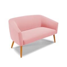 Namoradeira 02 Lugares Stella Suede Rosê Pés Palito Castanho - D'Rossi