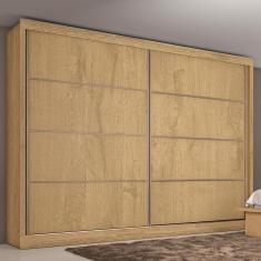 Guarda Roupa Casal Sevilha Flex 2 Portas de Correr 6 Gavetas MDF Amêndoa e Off White