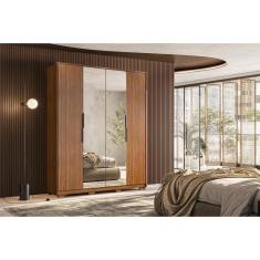 Guarda Roupa Solteiro Attore Amêndola Touch 4 Portas de Bater 3 Gavetas MDP Amêndola Touch Blush Demóbile