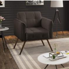 Poltrona Bia Couro Legítimo Scala Decor Marrom