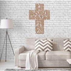 Quadro Decorativo Oração Pai Nosso Em Cruz 3Mm Vazado Marrom