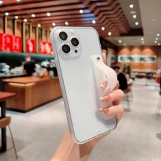 Capa de telefone transparente com proteção de lente de luxo para iPhone 14 13 12 11 Pro Max Plus com alça de pulso capa fosca com suporte, transparente, para iPhone 13Pro