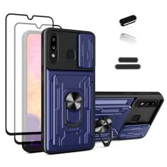 ymxdmd Capa carteira para Samsung Galaxy A20 de 6,4 polegadas, compartimento para carteira de motorista para cartão de crédito, porta deslizante esconde design portátil, capa híbrida de camada dupla