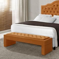 Recamier Luxo Casal Tamanho 1,40 Estofada Imperador Veludo Terracota 