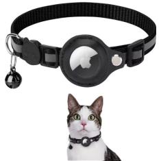 Coleira Pet Gato Nylon Refletiva Guizo com Case P/ Airtag - leatanaka,