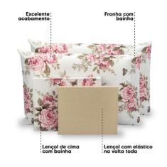 Lençol Queen 6 Pçs Estampado Percal 180 Fios Bainha 40cm Altura - Bem 