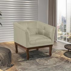 Poltrona Estofada Madeira Maciça Noah Couro Legítimo - Scala Decor