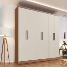 Guarda Roupa Casal 6 Portas 3 Gavetas Mônaco Nogueira / Off White