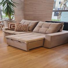 Sofá Retrátil e Reclinável 3 Lugares com Molas 200cm Safira Veludo