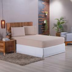 Jogo de Lençol Liso Queen 3 Peças 180 Fios 100% Algodão - Caqui