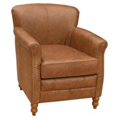 Poltrona Decorativa Sala de Estar Brunei Pés Madeira Couro Mel - Gran 
