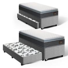 Cama Box com Colchão de Espuma D45 Pillow Top Fort Comfort + Auxiliar de Molas Unique Solteiro 88cm