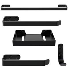 Kit Acessórios Para Banheiro Preto Fosco 5 Peças, MetalCromo