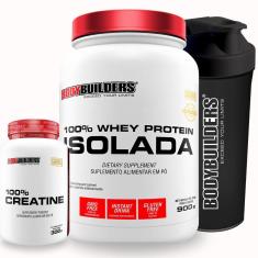Kit 100% Whey Protein Isolada 900g + Creatina Monohidratada 100% Pura 300g + Coq - Bodybuilders-Unissex