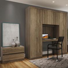 Guarda Roupa Solteiro 6 Portas 2 Gavetas Porto Legno com Escrivaninha Carraro