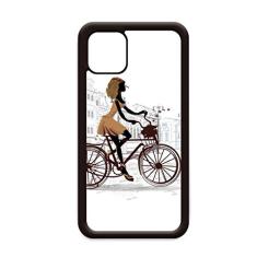 Capa Bicycle Lady France Ilustration Pattern para iPhone 12 Pro Max para Apple Mini Mobile Case Shell