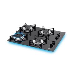 Fogão Cooktop Fischer 4Q Gás Mesa Vidro Preto 110v/220v