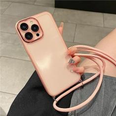 Armor Transparent Shockproof Crossbody Colar Cordão Transparente Estojo Macio Para iPhone 13 14 Pro Max 12 11 X XR 7 8 14Plus Capa, Rosa, para iphone 7Plus