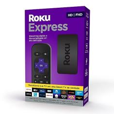 Roku Express - Streaming player Full HD, Transforma sua TV em Smart TV, Com controle remoto e cabo HDMI incluídos