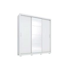 Guarda Roupa 3 Portas De Correr E 2 Gavetas C- Espelho E Pés Residence Branco - Demóbile
