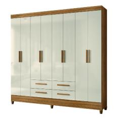 Guarda Roupas Casal 8 Portas 4 Gavetas Freijó/Off White Flórida Moval