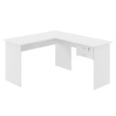Mesa Em L Com Gaveta Mantel Branco