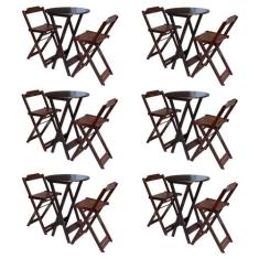 Kit 6 Jogos de Mesa Bistrô de Madeira com 2 Cadeiras Dobravel Ideal pa